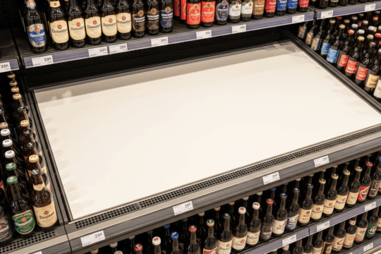 Leere Bierregale bei Edeka