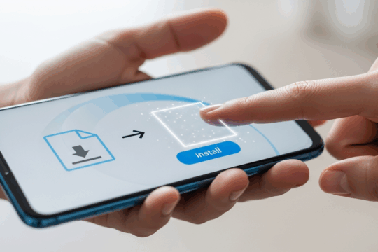 Android Smartphone zeigt Warnhinweis beim Sideloading
