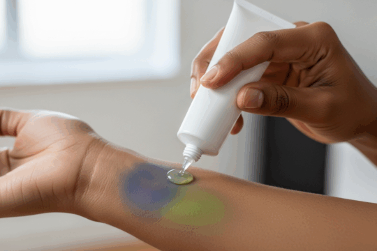 blauer Fleck am Arm Nahaufnahme