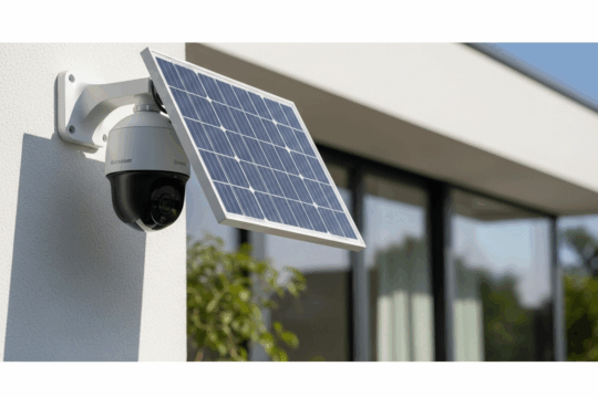 Solar Überwachungskamera am Haus montiert