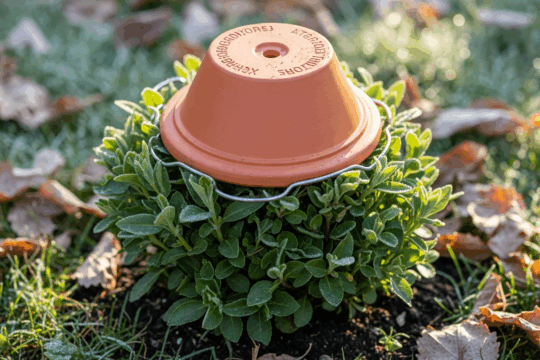 Pflanzen vor Frost schützen mit Tontopf
