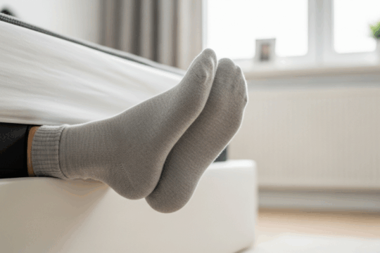 mit Socken schlafen im Bett – warme Füße