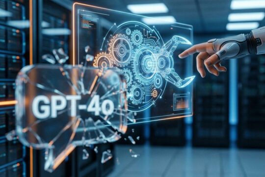 Hand steuert eine leuchtende digitale KI-Klaue, während zerbrochenes GPT-4o-Symbol verschwimmt. Der OpenAI Strategiewechsel zu neuen KI-Agenten ist klar ersichtlich.